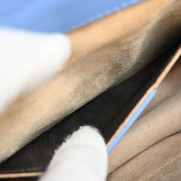 GUCCI Logo Sylvie Chain Mini Shoulder Bag Leather Blue GHW Italy 15EF777 - Picture 10 of 14